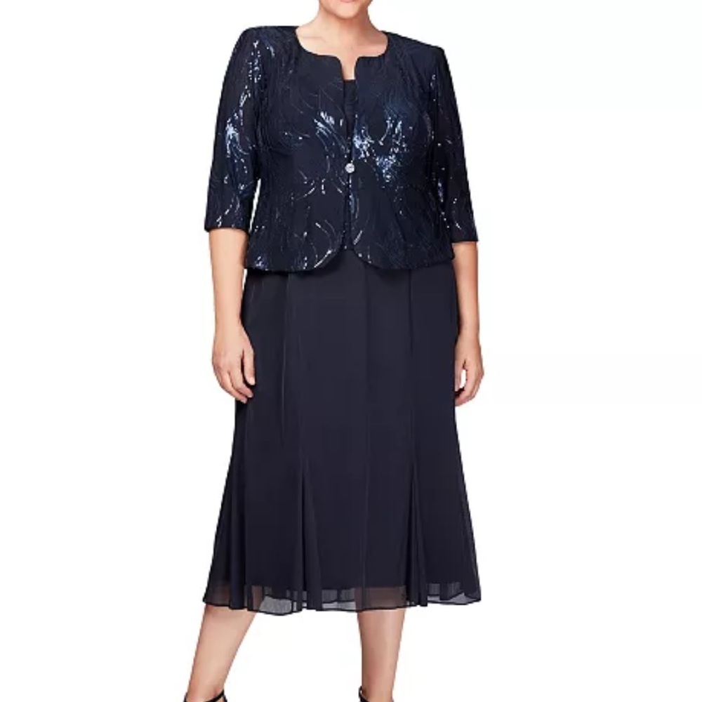 Alex Evenings Plus Size Sequined Chiffon Dress And Jacket